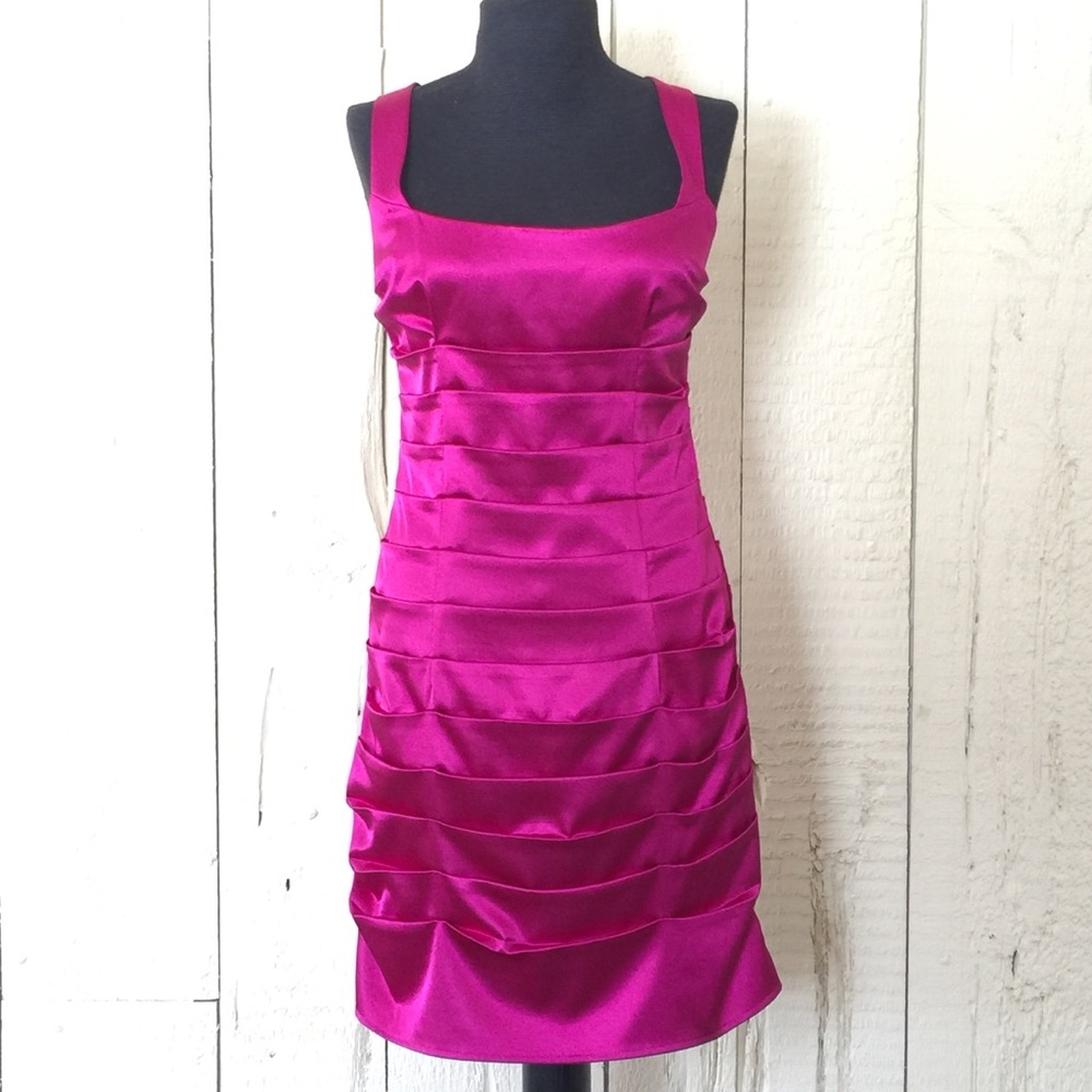 Morgan & Co Pink Fuscia Satin Evening Dress